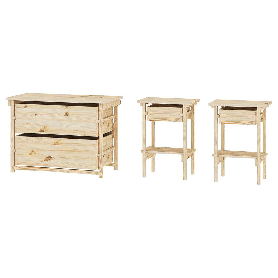KRONÖREN bedroom furniture, set of 3, pine