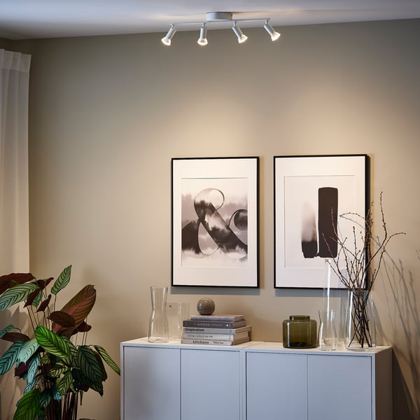 KRUSNATE ceiling spotlight with 4 spots, white, 13 cm