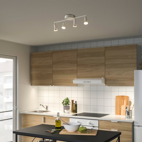 KRUSNATE ceiling spotlight with 4 spots, white, 13 cm