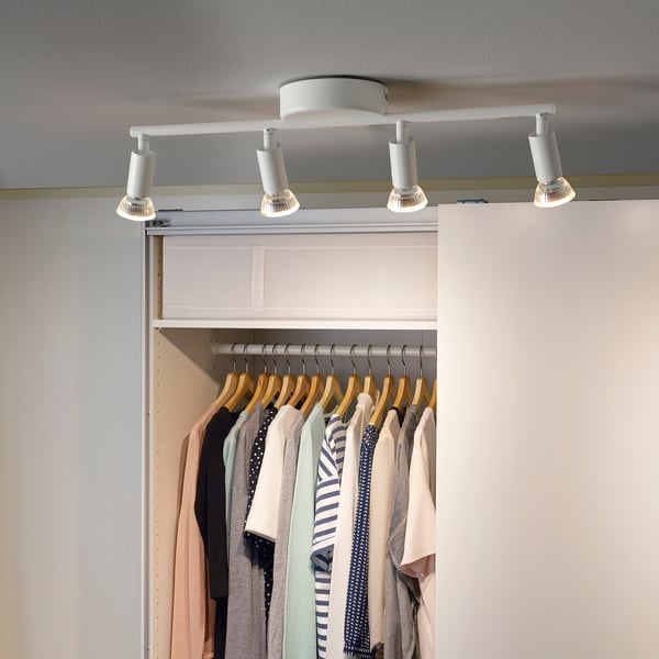 KRUSNATE ceiling spotlight with 4 spots, white, 13 cm