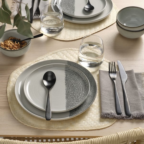 KRUSTISTEL side plate, patterned/light grey, 20 cm