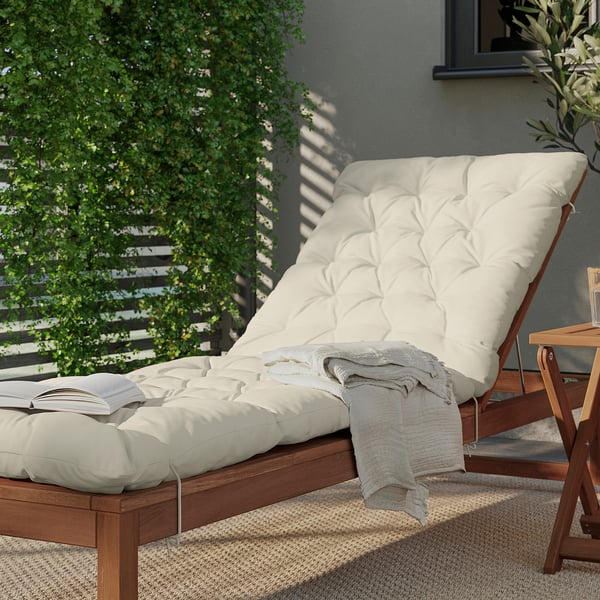 KUDDARNA sun lounger cushion, outdoor, light grey-beige, 190x60 cm