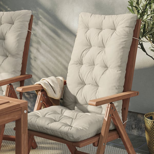 KUDDARNA seat/back cushion, outdoor, light grey-beige, 116x45 cm