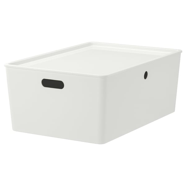 KUGGIS box with lid, white, 37x54x21 cm