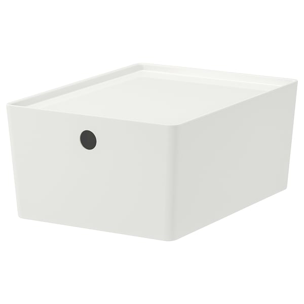 KUGGIS box with lid, white, 26x35x15 cm