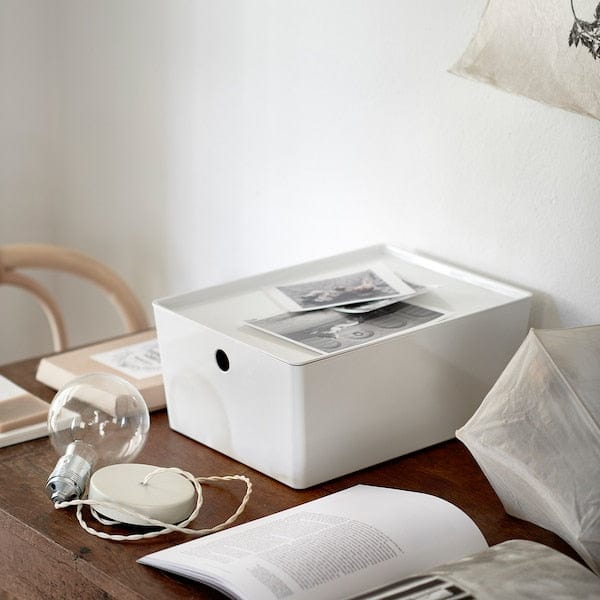 Ikea KUGGIS - Box with lid, white, 26x35x15 cm
