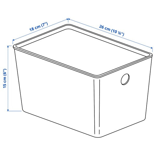 KUGGIS box with lid, white, 18x26x15 cm