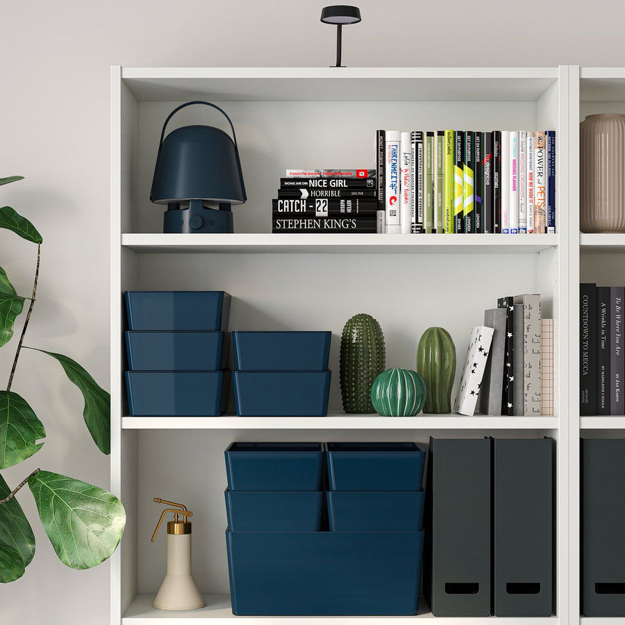 KUGGIS box with lid, black-blue, 18x26x8 cm