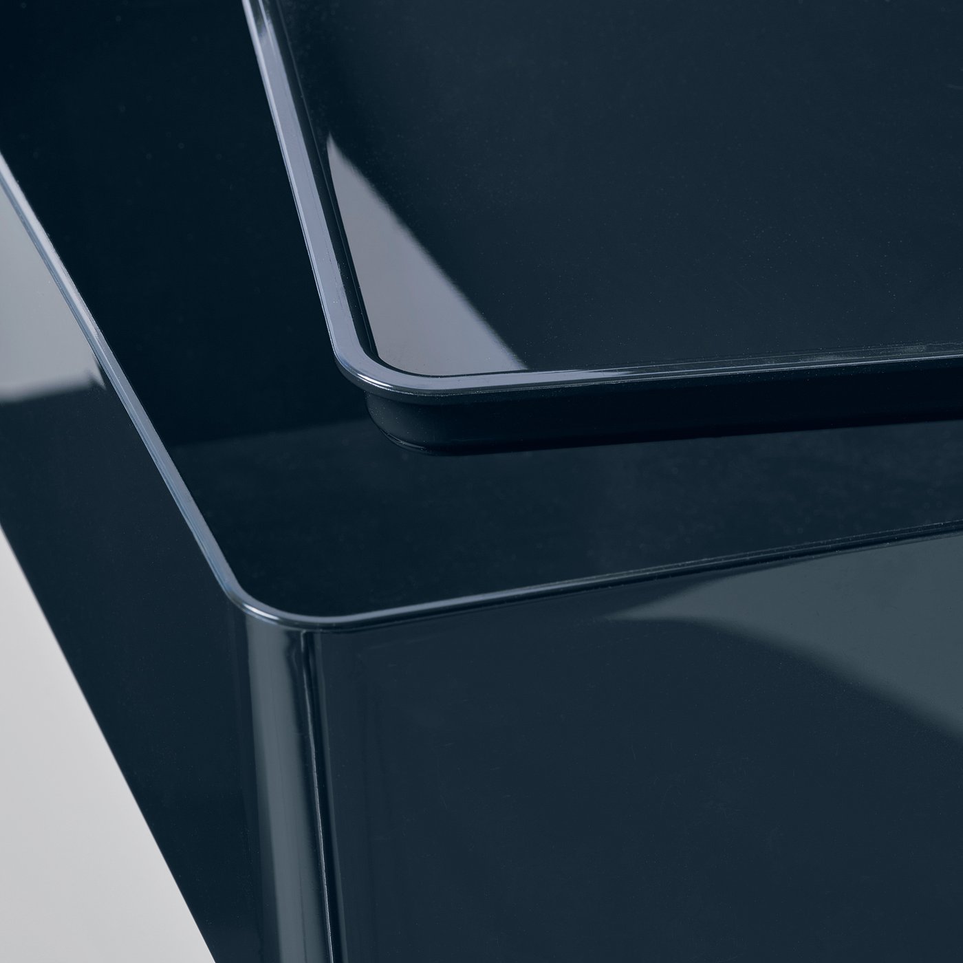 KUGGIS box with lid, black-blue, 18x8x26 cm