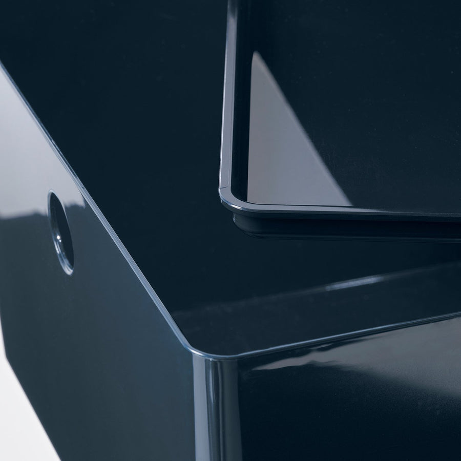 KUGGIS box with lid, black-blue, 26x15x35 cm