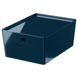 KUGGIS box with lid, black-blue, 26x35x15 cm
