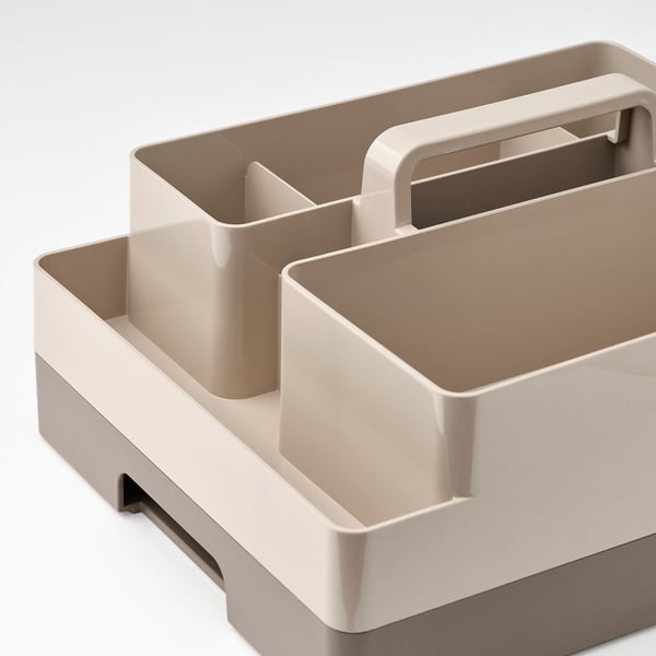 KUGGIS - KUGGIS Desk organiser set, 2 pieces, grey-beige/dark grey-beige, 26x35x16 cm