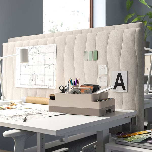 KUGGIS desk organiser set, 2 pieces, grey-beige/dark grey-beige, 26x35x16 cm