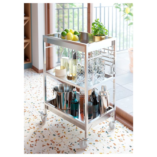 KUNGSFORS kitchen trolley, stainless steel, 60x40 cm