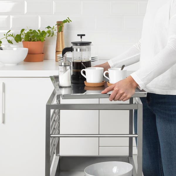 KUNGSFORS kitchen trolley, stainless steel, 60x40 cm