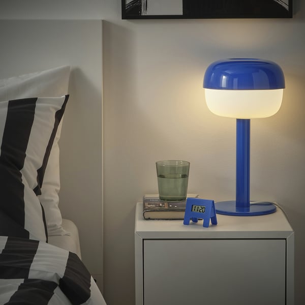 KUPONG alarm clock, bright blue, 7x6 cm