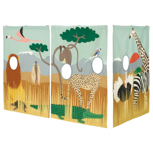 KURA bed curtain, multicolour/animals on the savannah, 167x96 cm