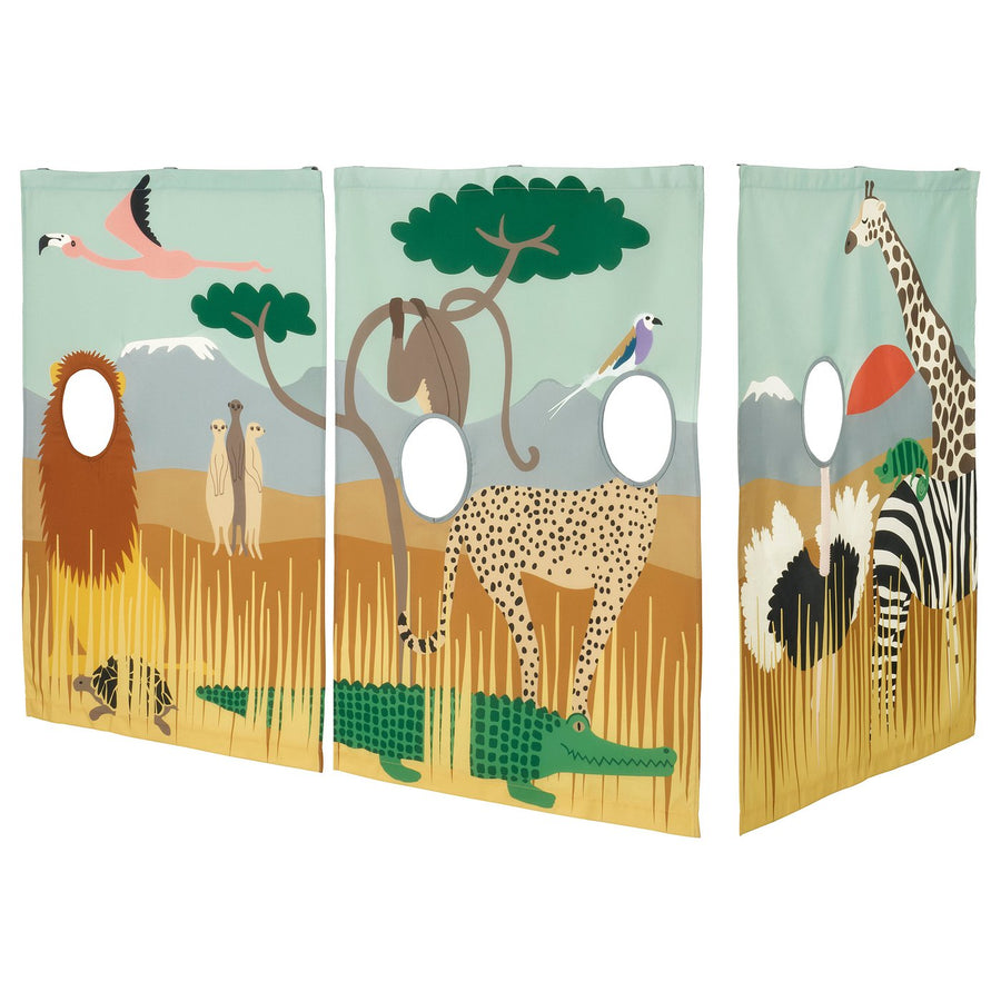 KURA bed curtain, multicolour/animals on the savannah, 167x96 cm