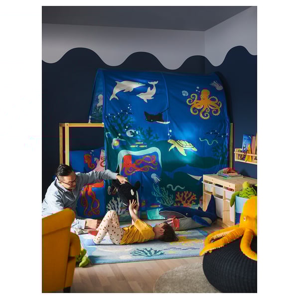 KURA bed tent, ocean animals pattern, 165x97 cm