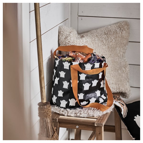 KUSTFYR bag, ghost black/white, 27x18x27 cm 13 l