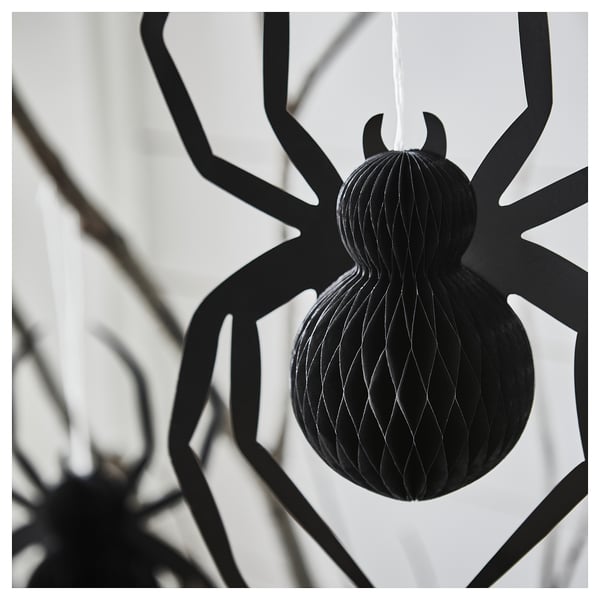 KUSTFYR hanging decoration, spider black, 35 cm
