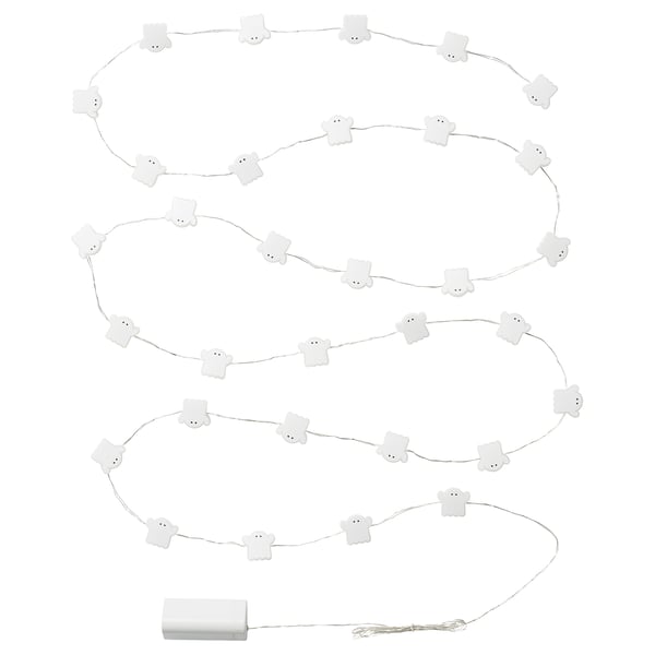KUSTFYR LED lighting chain with 32 lights, ghost/battery-operated indoor