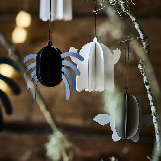 KUSTFYR hanging decoration, set of 3, mixed shapes