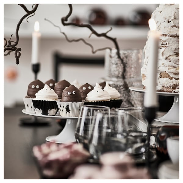 KUSTFYR baking cup, mixed patterns white/black