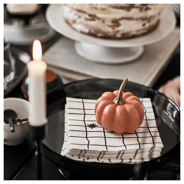 KUSTFYR paper napkin, white/black, 33x33 cm