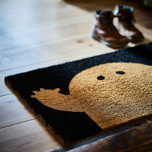 KUSTFYR door mat, ghost pattern black/natural, 40x60 cm