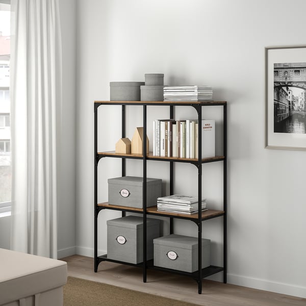 KVARNVIK storage box with lid, grey, 25x35x20 cm