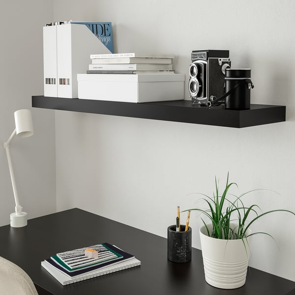 LACK wall shelf, black-brown, 110x26 cm