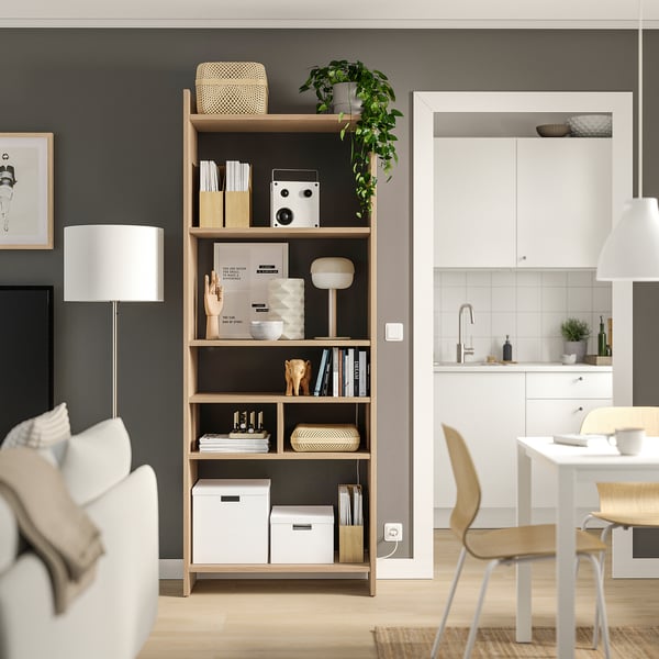 LÅDMAKARE storage combination, with 1 shelf insert/oak effect, 81x35x212 cm