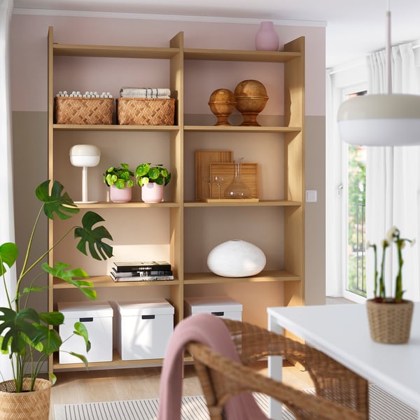 LÅDMAKARE storage combination, with shelves/oak effect, 159x35x212 cm