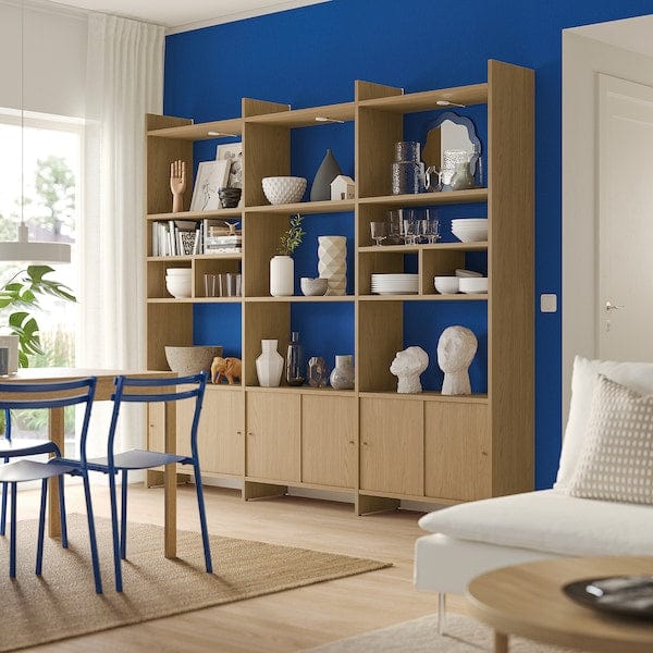 Ikea LÅDMAKARE - Cabinet with sliding doors, with 2 dividers/ oak effect,238x35x212 cm