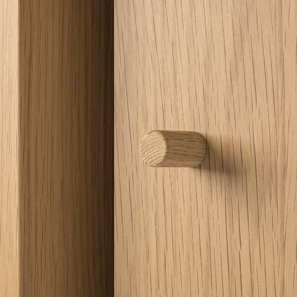 LÅDMAKARE storage combination w sliding doors, with shelves/oak effect, 158x35x212 cm