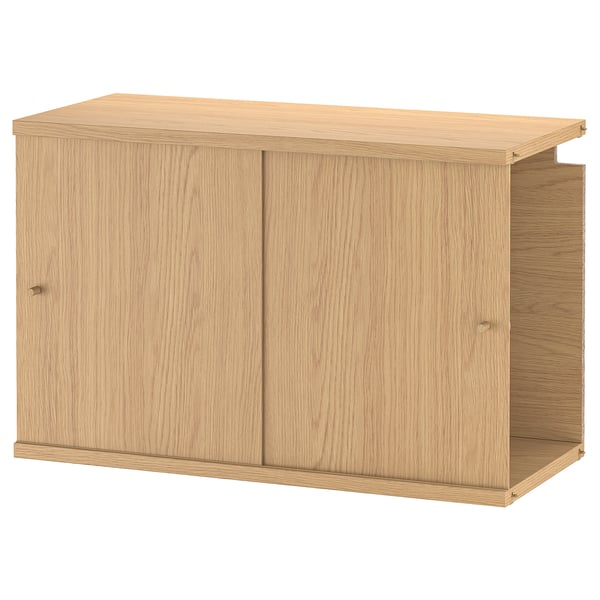 LÅDMAKARE cabinet with sliding doors, oak effect, 76.4x49.7x34.0 cm