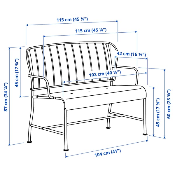 LÄCKÖ 2-seat sofa, outdoor, grey, 102x87x56 cm