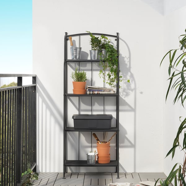 LÄCKÖ shelving unit, outdoor, grey, 61x160 cm