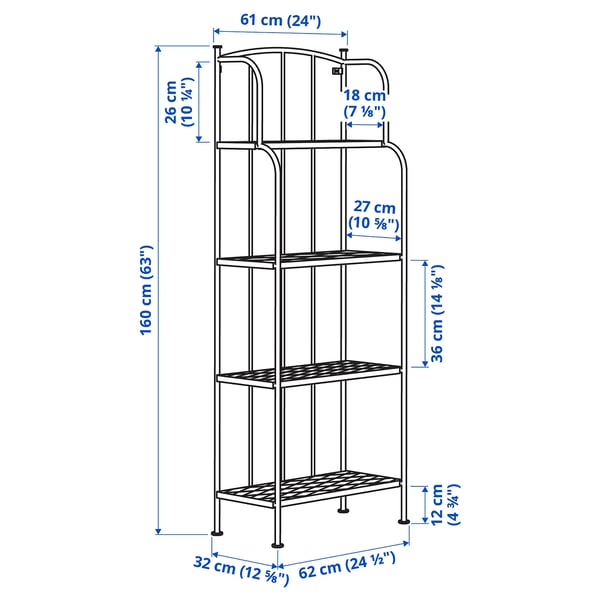 LÄCKÖ shelving unit, outdoor, grey, 61x160 cm
