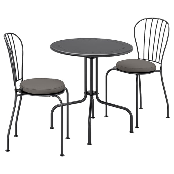 LÄCKÖ table+2 chairs, outdoor, grey/Frösön/Duvholmen dark grey
