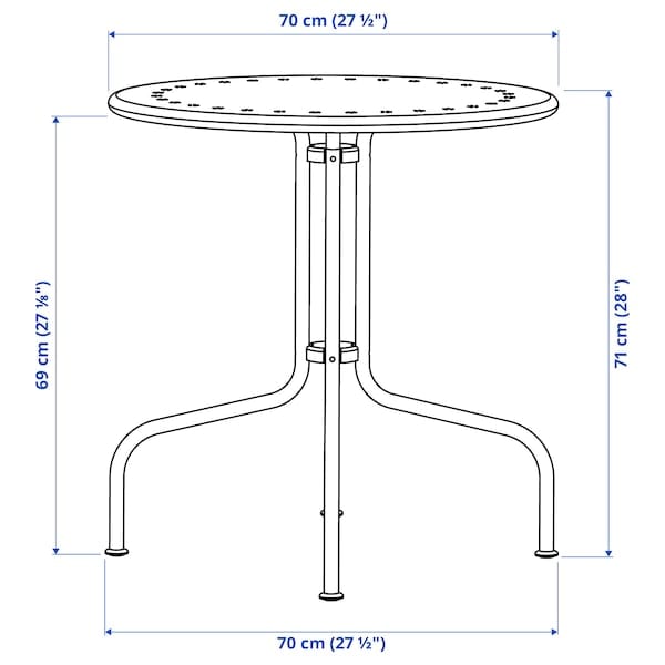 Ikea LÄCKÖ - Tavolo+2 sedie da giardino, grigio/Klösan blu scuro,70 cm