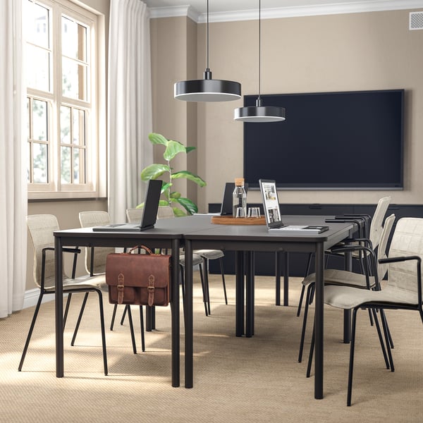 LÄKTARE conference chair, light beige/black, 55x84x50 cm