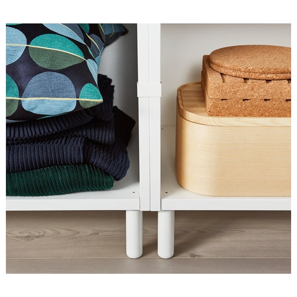 LÄTTHET leg, white/metal, 3 cm, 4 pack