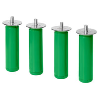 LÄTTHET leg, green/metal, 11 cm, 4 pack