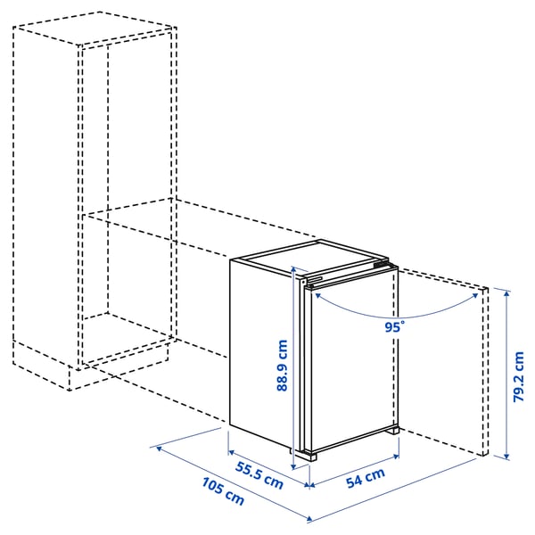 LAGAN fridge, integrated, 126 l