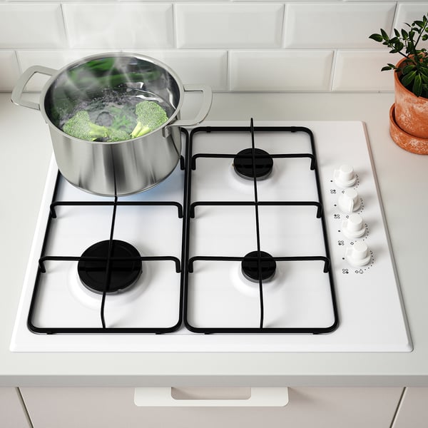 LAGAN gas hob, white, 59 cm