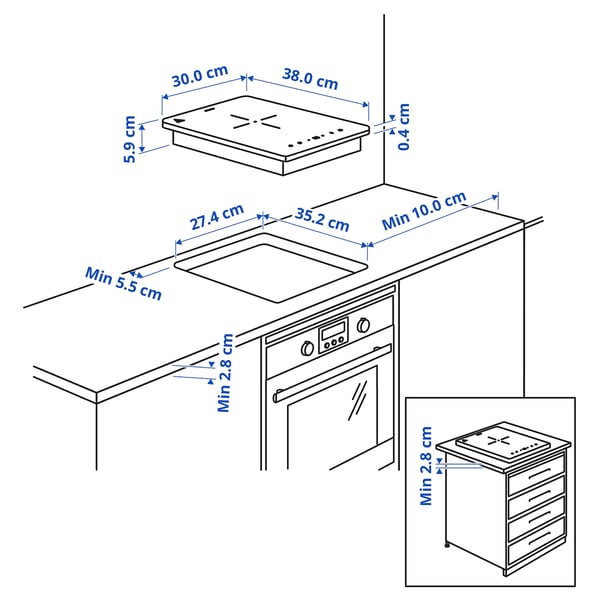 LAGAN induction hob, plug-in 1 zone/black, 150.0x27.4 cm