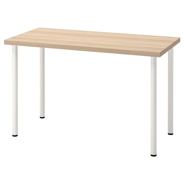 LAGKAPTEN / ADILS desk, white stained oak effect/white, 120x60 cm