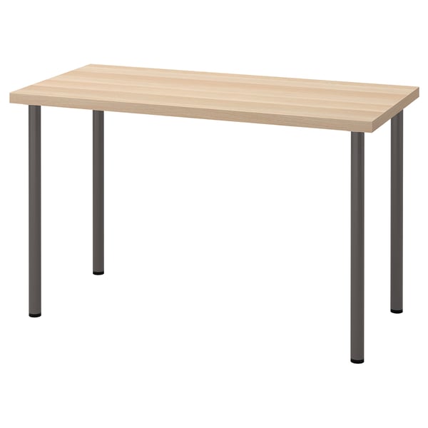 LAGKAPTEN / ADILS desk, white stained oak effect/dark grey, 120x60 cm